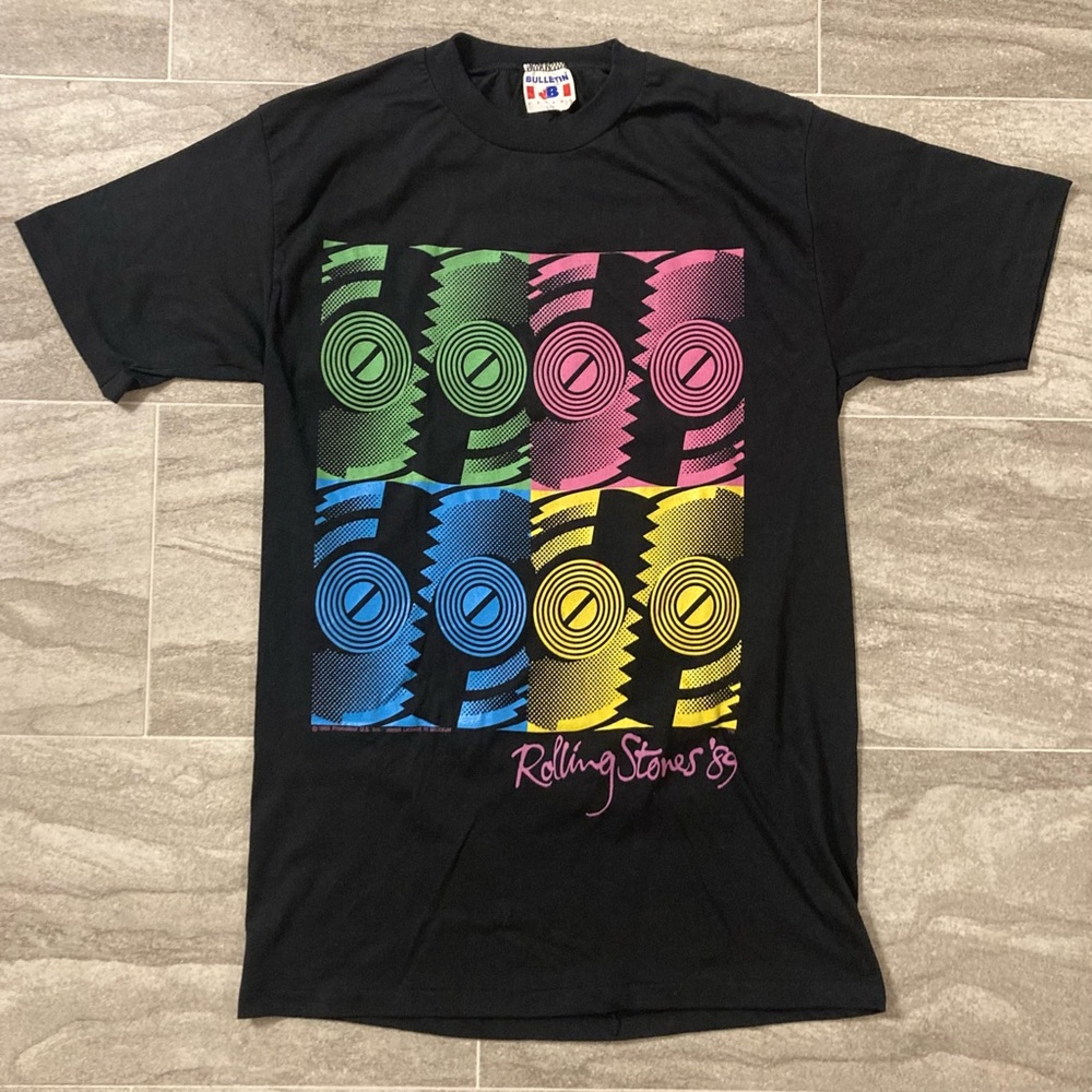 Original 1989 The Rolling Stones Steel Wheels Concert Band T Shirt Black BROCKUM
